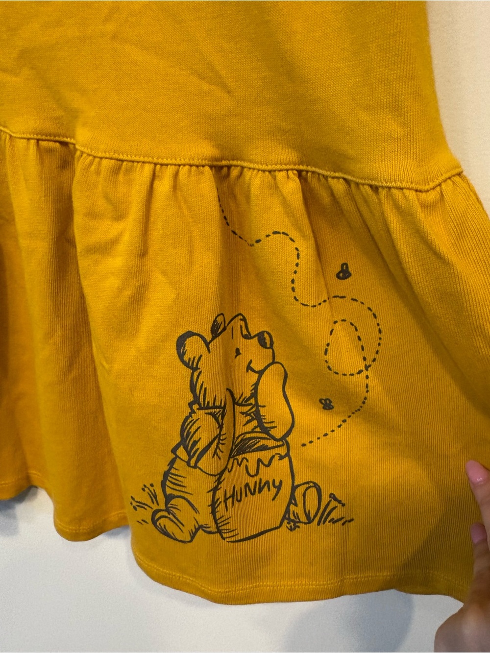 Disney Winnie the Pooh Mustard yellow printed swing dress L NWT